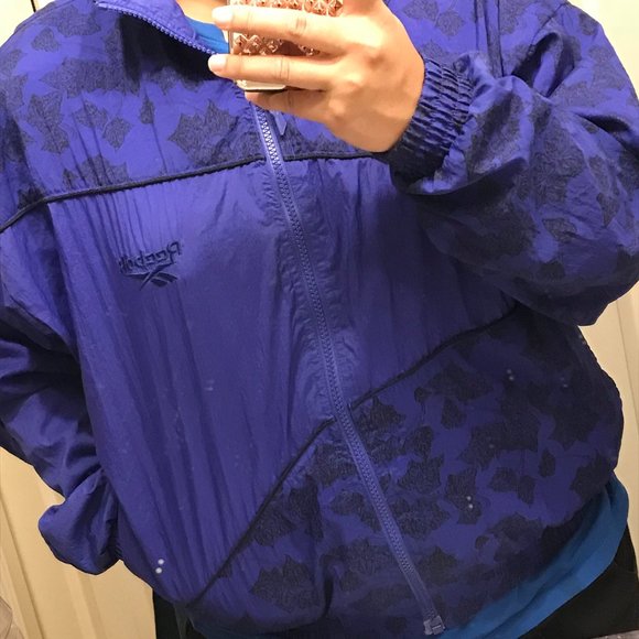 Vintage REEBOK Purple Leaves Windbreaker Jacket - Picture 8 of 9